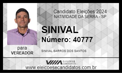 Candidato SINIVAL 2024 - NATIVIDADE DA SERRA - Eleições