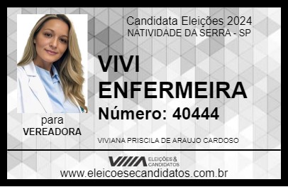 Candidato VIVI ENFERMEIRA 2024 - NATIVIDADE DA SERRA - Eleições