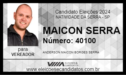 Candidato MAICON SERRA 2024 - NATIVIDADE DA SERRA - Eleições