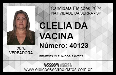 Candidato CLELIA DA VACINA 2024 - NATIVIDADE DA SERRA - Eleições