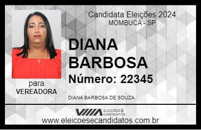 Candidato DIANA BARBOSA 2024 - MOMBUCA - Eleições