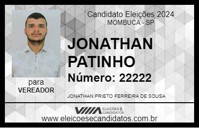 Candidato JONATHAN PATINHO 2024 - MOMBUCA - Eleições