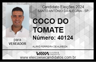 Candidato COCO DO TOMATE 2024 - SANTO ANTÔNIO DA ALEGRIA - Eleições