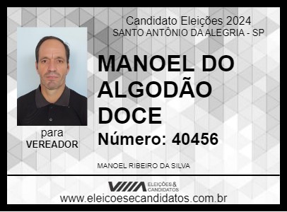 Candidato MANOEL DO ALGODÃO DOCE 2024 - SANTO ANTÔNIO DA ALEGRIA - Eleições