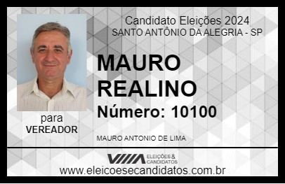 Candidato MAURO REALINO 2024 - SANTO ANTÔNIO DA ALEGRIA - Eleições