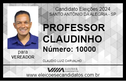 Candidato PROFESSOR CLAUDINHO 2024 - SANTO ANTÔNIO DA ALEGRIA - Eleições