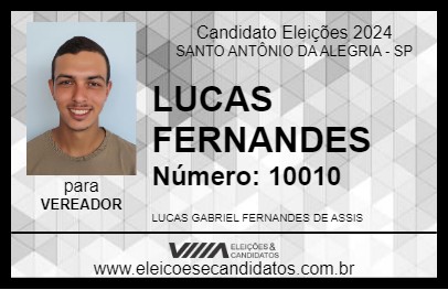 Candidato LUCAS FERNANDES 2024 - SANTO ANTÔNIO DA ALEGRIA - Eleições