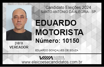 Candidato EDUARDO MOTORISTA 2024 - SANTO ANTÔNIO DA ALEGRIA - Eleições