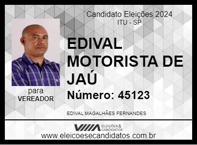 Candidato EDIVAL MOTORISTA DE JAÚ 2024 - ITU - Eleições