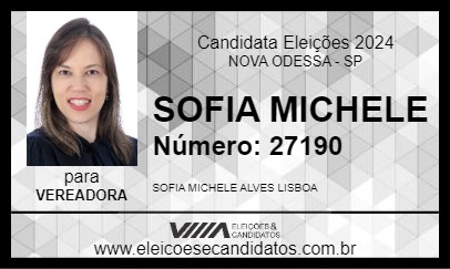 Candidato SOFIA MICHELE 2024 - NOVA ODESSA - Eleições