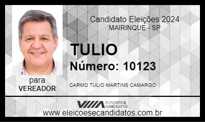 Candidato TÚLIO CAMARGO 2024 - MAIRINQUE - Eleições