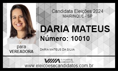 Candidato DARIA MATEUS 2024 - MAIRINQUE - Eleições