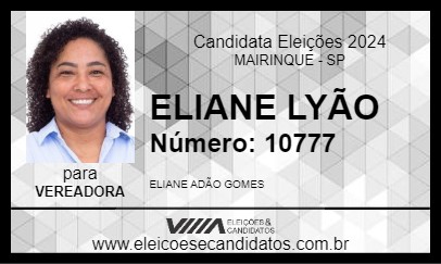 Candidato ELIANE LYÃO 2024 - MAIRINQUE - Eleições