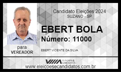 Candidato EBERT BOLA 2024 - SUZANO - Eleições