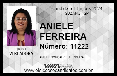 Candidato ANIELE FERREIRA 2024 - SUZANO - Eleições