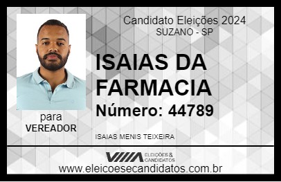 Candidato ISAIAS DA FARMACIA 2024 - SUZANO - Eleições