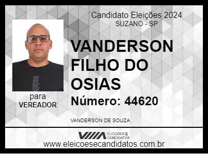 Candidato VANDERSON FILHO DO OSIAS 2024 - SUZANO - Eleições