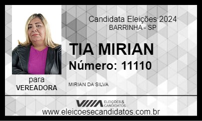 Candidato TIA MIRIAN 2024 - BARRINHA - Eleições