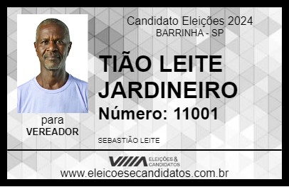 Candidato TIÃO LEITE JARDINEIRO 2024 - BARRINHA - Eleições