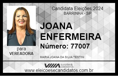 Candidato JOANA ENFERMEIRA 2024 - BARRINHA - Eleições