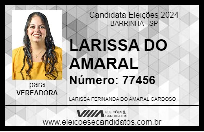 Candidato LARISSA DO AMARAL 2024 - BARRINHA - Eleições