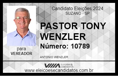 Candidato PASTOR TONY WENZLER 2024 - SUZANO - Eleições