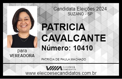 Candidato PATRICIA CAVALCANTE 2024 - SUZANO - Eleições