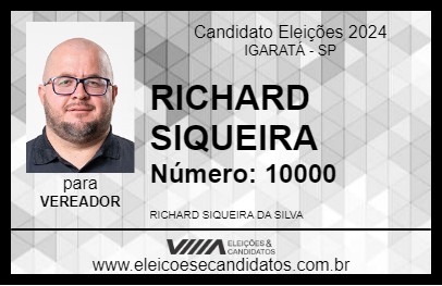 Candidato RICHARD SIQUEIRA 2024 - IGARATÁ - Eleições