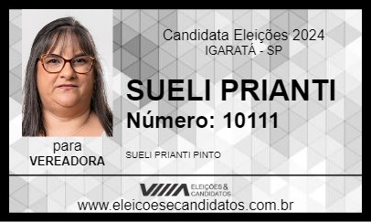 Candidato SUELI PRIANTI 2024 - IGARATÁ - Eleições