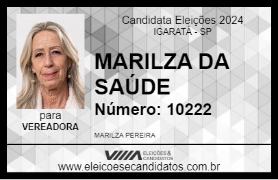 Candidato MARILZA DA SAÚDE 2024 - IGARATÁ - Eleições