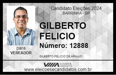 Candidato GILBERTO FELICIO 2024 - BARRINHA - Eleições