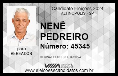 Candidato NENÊ PEDREIRO 2024 - ALTINÓPOLIS - Eleições