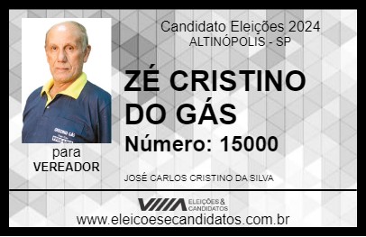 Candidato ZÉ CRISTINO DO GÁS 2024 - ALTINÓPOLIS - Eleições