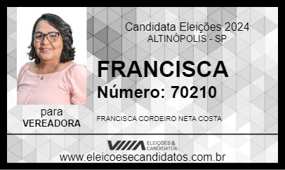 Candidato FRANCISCA 2024 - ALTINÓPOLIS - Eleições