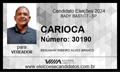 Candidato CARIOCA 2024 - BADY BASSITT - Eleições