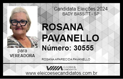 Candidato ROSANA PAVANELLO 2024 - BADY BASSITT - Eleições