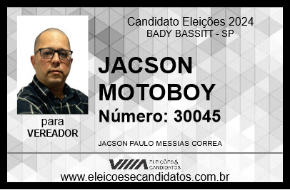 Candidato JACSON MOTOBOY 2024 - BADY BASSITT - Eleições