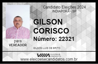 Candidato GILSON CORISCO 2024 - INDIAPORÃ - Eleições