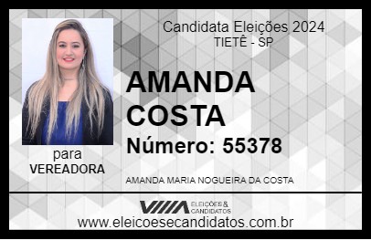 Candidato AMANDA COSTA 2024 - TIETÊ - Eleições