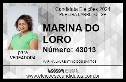 Candidato MARINA DO LORO 2024 - PEREIRA BARRETO - Eleições