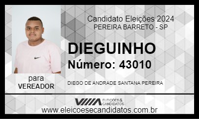 Candidato DIEGUINHO 2024 - PEREIRA BARRETO - Eleições