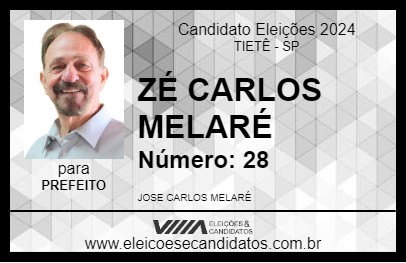 Candidato ZÉ CARLOS MELARÉ 2024 - TIETÊ - Eleições