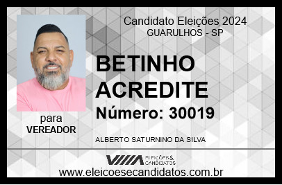 Candidato BETINHO ACREDITE 2024 - GUARULHOS - Eleições