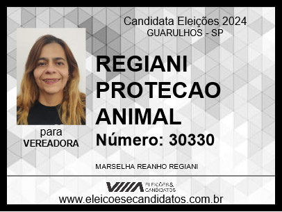 Candidato REGIANI PROTECAO ANIMAL 2024 - GUARULHOS - Eleições