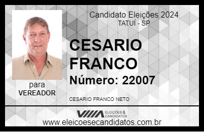 Candidato CESARIO FRANCO 2024 - TATUÍ - Eleições