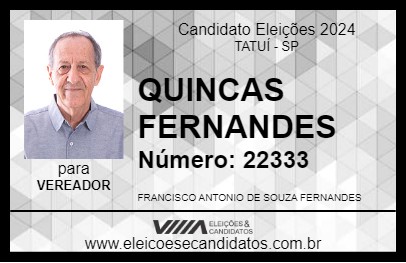 Candidato QUINCAS FERNANDES 2024 - TATUÍ - Eleições