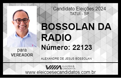 Candidato BOSSOLAN DA RADIO 2024 - TATUÍ - Eleições