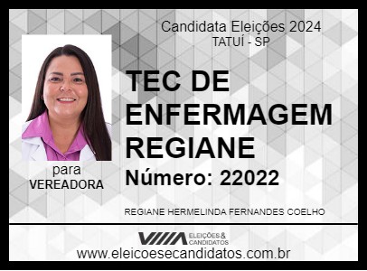 Candidato TEC DE ENFERMAGEM REGIANE 2024 - TATUÍ - Eleições