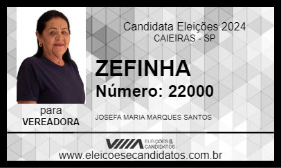 Candidato ZEFINHA 2024 - CAIEIRAS - Eleições