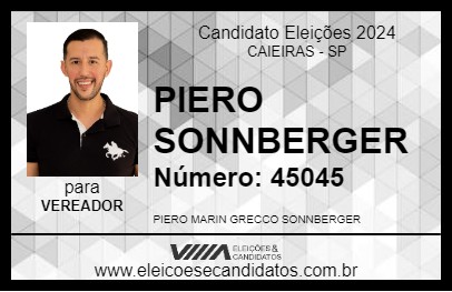 Candidato PIERO SONNBERGER 2024 - CAIEIRAS - Eleições